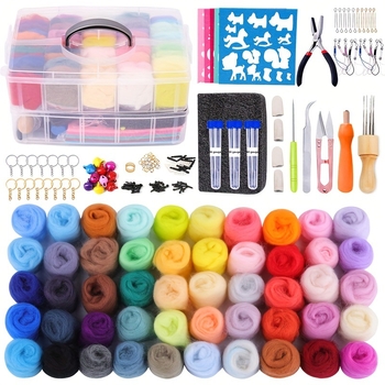 Комплект за филцване от вълна – DIY комплект с инструменти и кутия за съхранение за начинаещи, стил Минималистичен, марка Junji (Марка Junji; Стил Минималистичен; Включва кутия за съхранение; За начинаещи)