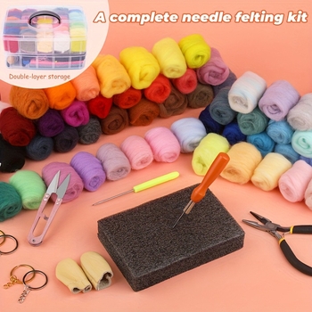 Комплект за филцване от вълна – DIY комплект с инструменти и кутия за съхранение за начинаещи, стил Минималистичен, марка Junji (Марка Junji; Стил Минималистичен; Включва кутия за съхранение; За начинаещи)