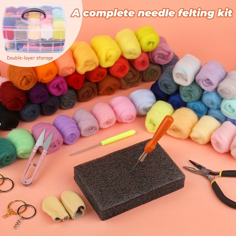 Комплект за филцване от вълна – DIY комплект с инструменти и кутия за съхранение за начинаещи, стил Минималистичен, марка Junji (Марка Junji; Стил Минималистичен; Включва кутия за съхранение; За начинаещи)