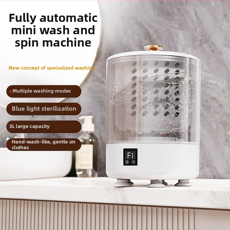 Mini veļas mašīna ar integrētu mazgāšanu un žāvēšanu, bezvadu portatīvs ierīce apģērbiem un zeķēm (Ry-002, 5V, 15W, USB uzlāde, <2 stundas)