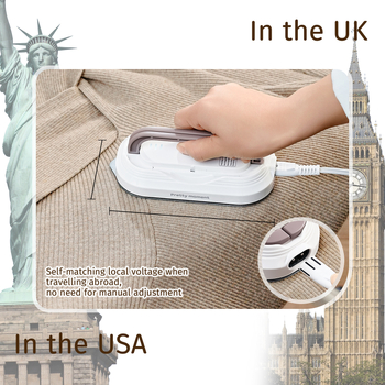 Мини портативен пътуващ парогенератор за дрехи, ръчен, алуминиев резервоар, 110–240V AC, 2-степенна температура, капацитет на резервоара под 0,8 л