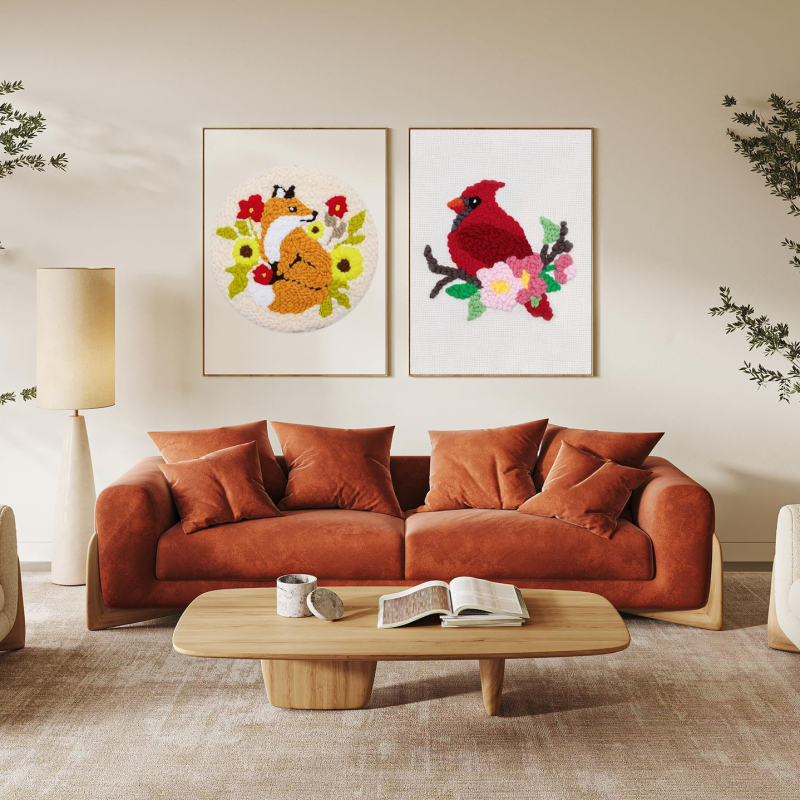 Комплект DIY за punch needle бродерия за фоторамка — марка Ninety-five, платно, модерна минималистична бродерия, вид бродерия: друга, подходящ за подарък