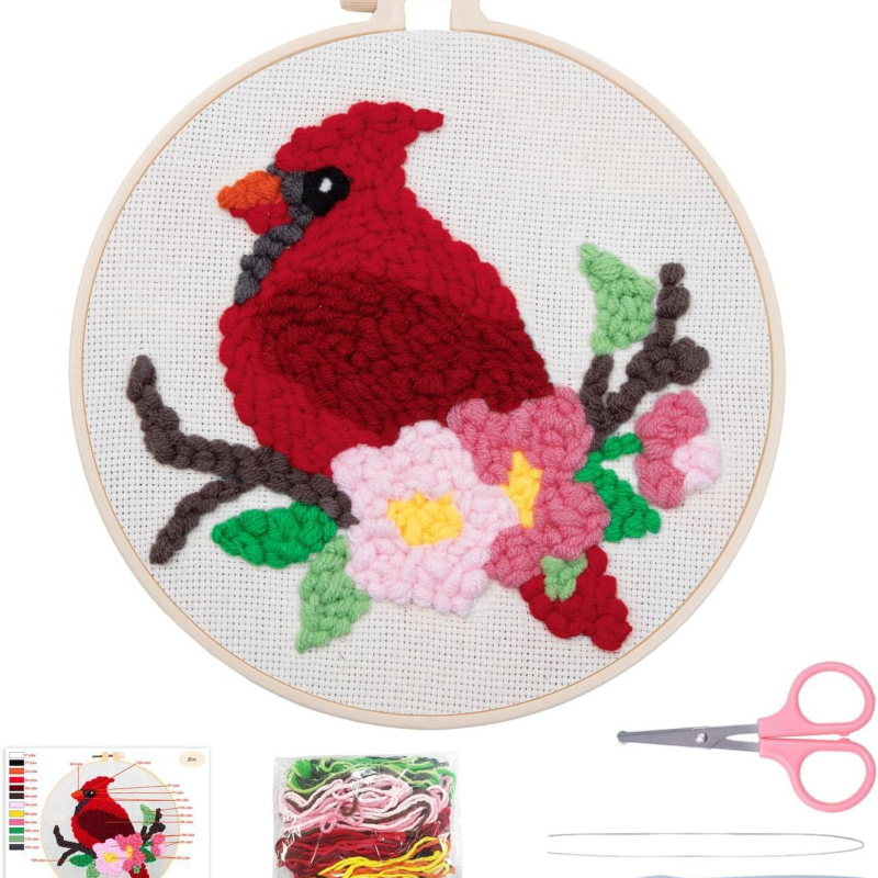 Комплект DIY за punch needle бродерия за фоторамка — марка Ninety-five, платно, модерна минималистична бродерия, вид бродерия: друга, подходящ за подарък