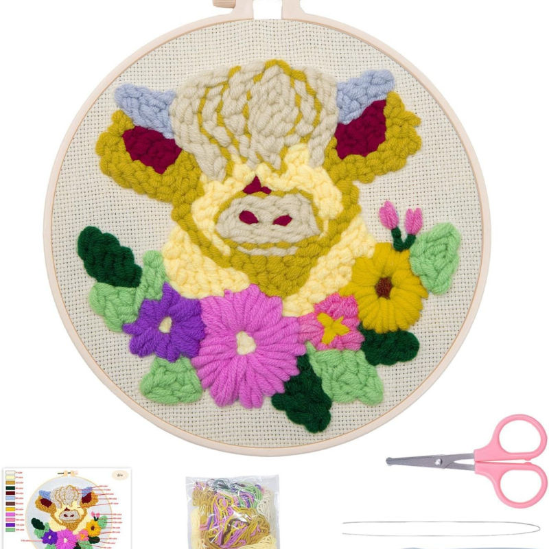 Комплект DIY за punch needle бродерия за фоторамка — марка Ninety-five, платно, модерна минималистична бродерия, вид бродерия: друга, подходящ за подарък