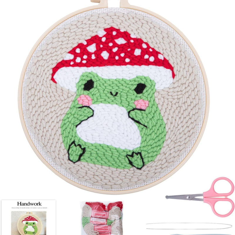 Комплект DIY за punch needle бродерия за фоторамка — марка Ninety-five, платно, модерна минималистична бродерия, вид бродерия: друга, подходящ за подарък