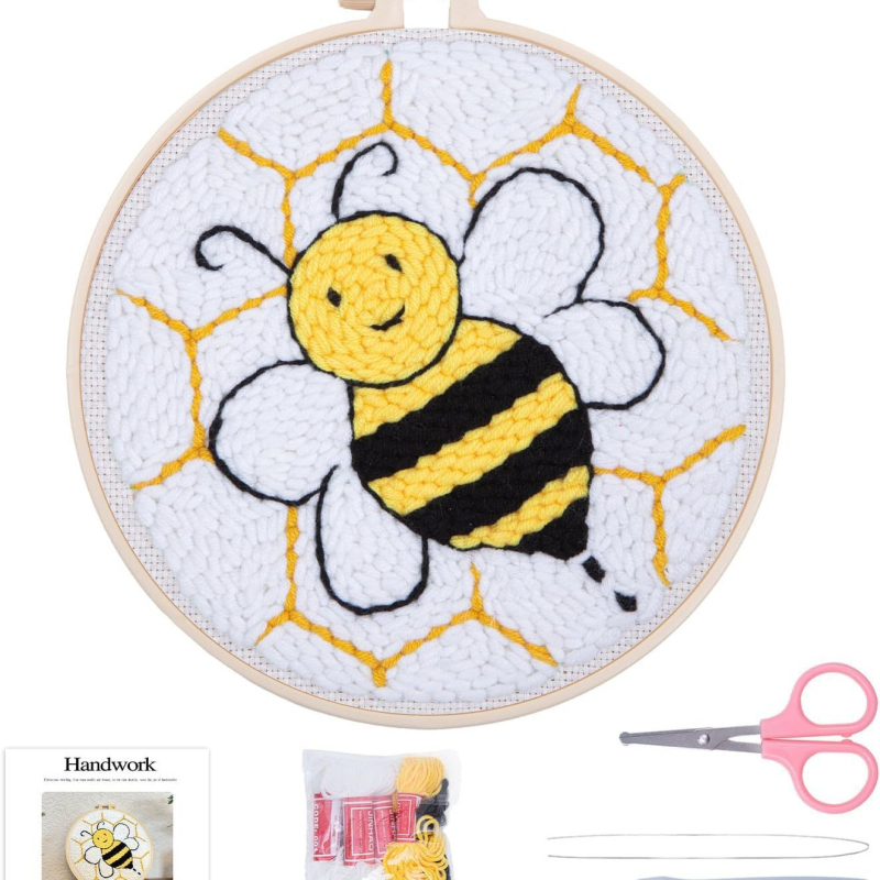 Комплект DIY за punch needle бродерия за фоторамка — марка Ninety-five, платно, модерна минималистична бродерия, вид бродерия: друга, подходящ за подарък