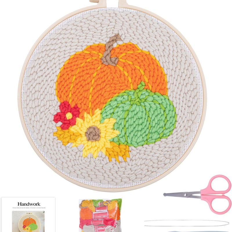 Комплект DIY за punch needle бродерия за фоторамка — марка Ninety-five, платно, модерна минималистична бродерия, вид бродерия: друга, подходящ за подарък