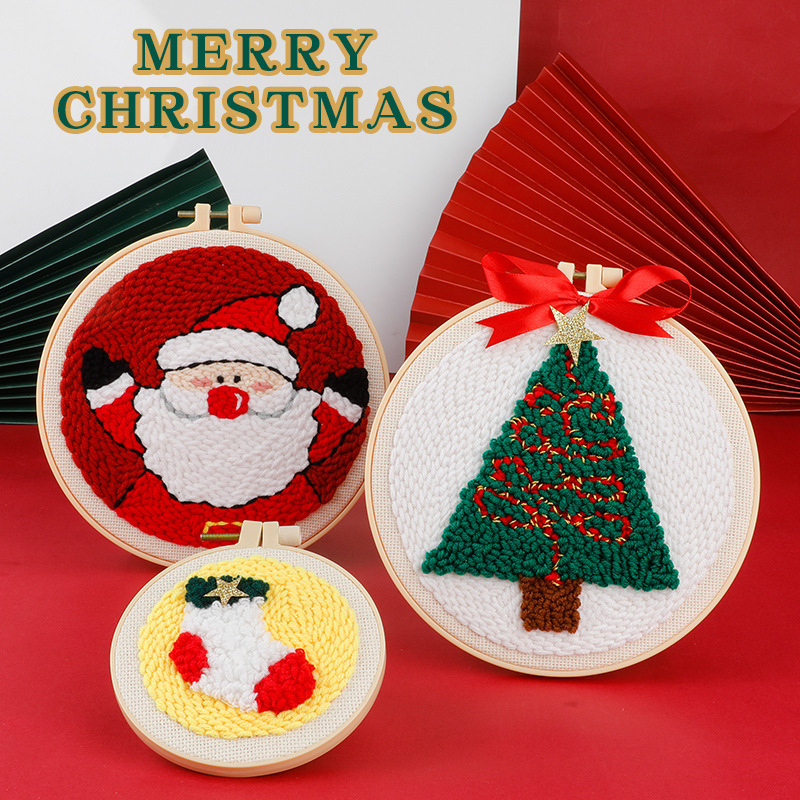 Комплект за кръстат бод върху ленено платно с анимационен мотив — Коледна серия, за хол и спалня