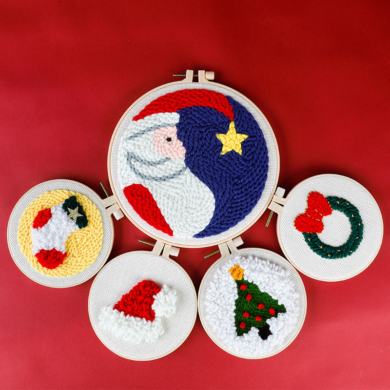 Комплект за кръстат бод върху ленено платно с анимационен мотив — Коледна серия, за хол и спалня