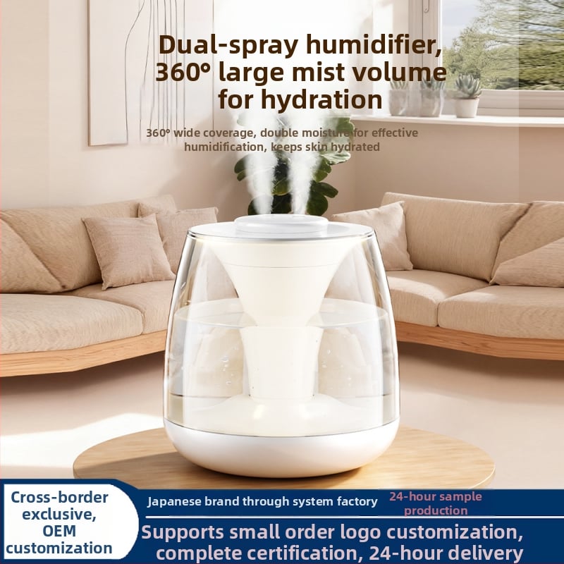 Настолен ароматерапевтичен овлажнител, ултразвуков, резервоар 2.6–4.0 л, покритие 21–30 м², 2 изхода за мъгла, таймер над 8 ч