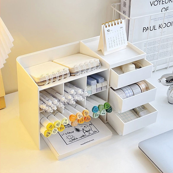 Markerite hoidja karp - kolmnurkse kujuga plastist lauaorganisaator suure mahutavusega, mitte kohandatav, ilma IP-litsentsita