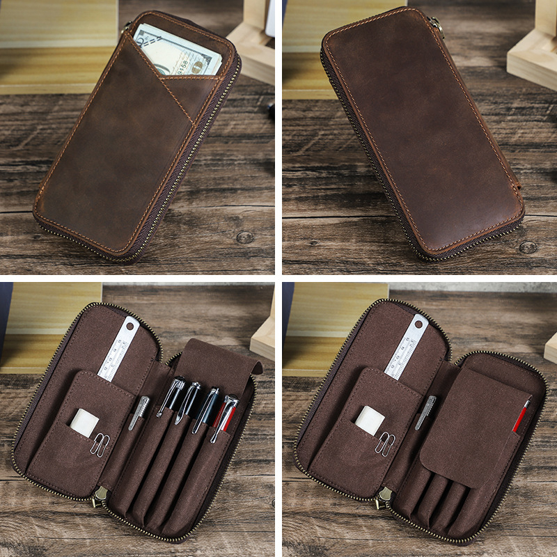 Nahast pastapliiatsi kott, 4-osaline komplekt, professionaalne stiil, bränd Contacts Family, baaspakend, tootja Manufacturer