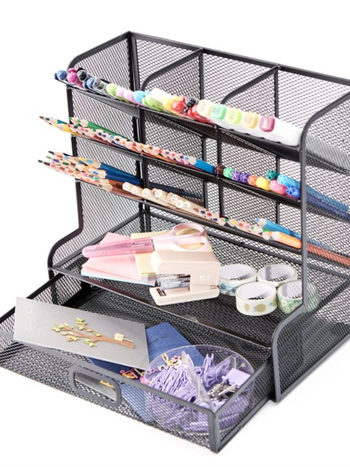 Metallist võrgustikuga mitmeotstarbeline kontori pliiatsihoidik, mudel 1235