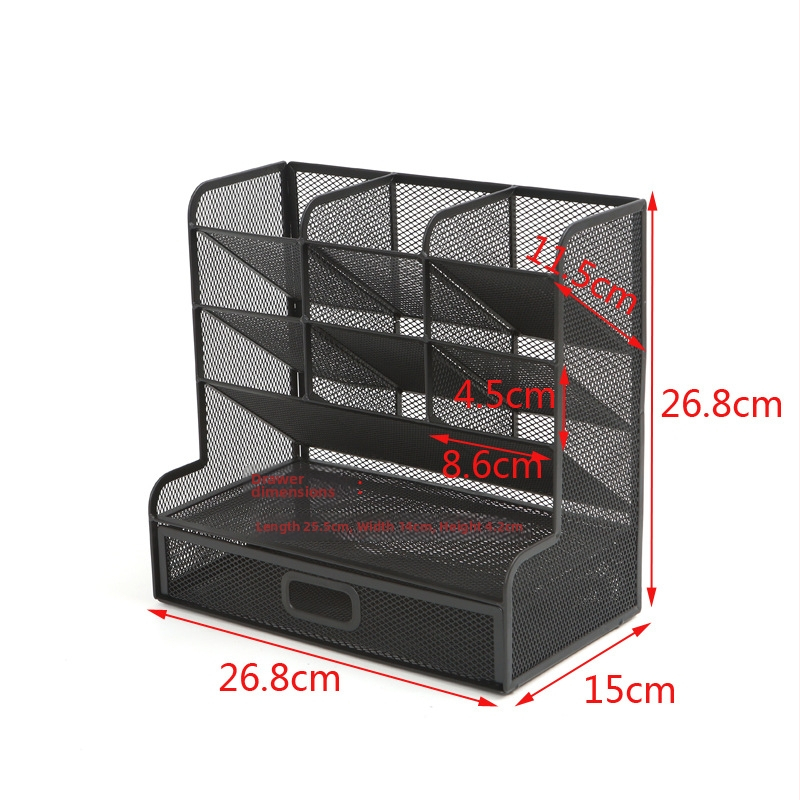 Metallist võrgustikuga mitmeotstarbeline kontori pliiatsihoidik, mudel 1235