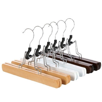 Fából készült szoknya- és nadrágklipsz tartó, csúszásmentes, gyűrődésgátló, testreszabható