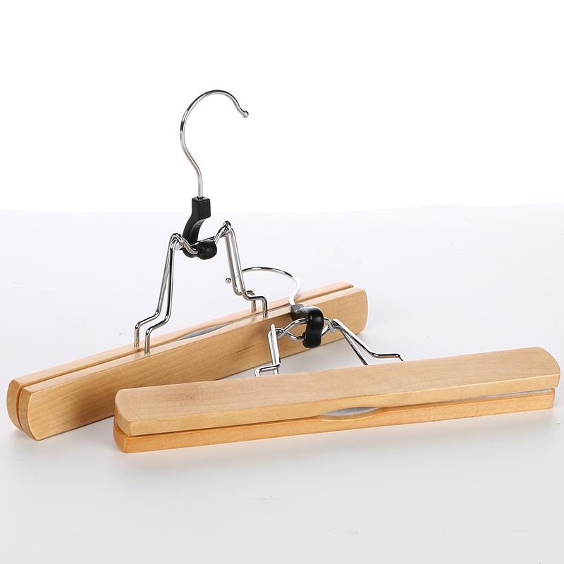 Fából készült szoknya- és nadrágklipsz tartó, csúszásmentes, gyűrődésgátló, testreszabható