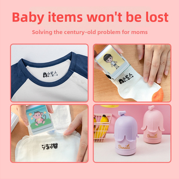 Little Busy Man DYZ nimestempel riietele, ristkülikukujuline plastikust stempel, pestav, riiete ja paberi trükimiseks