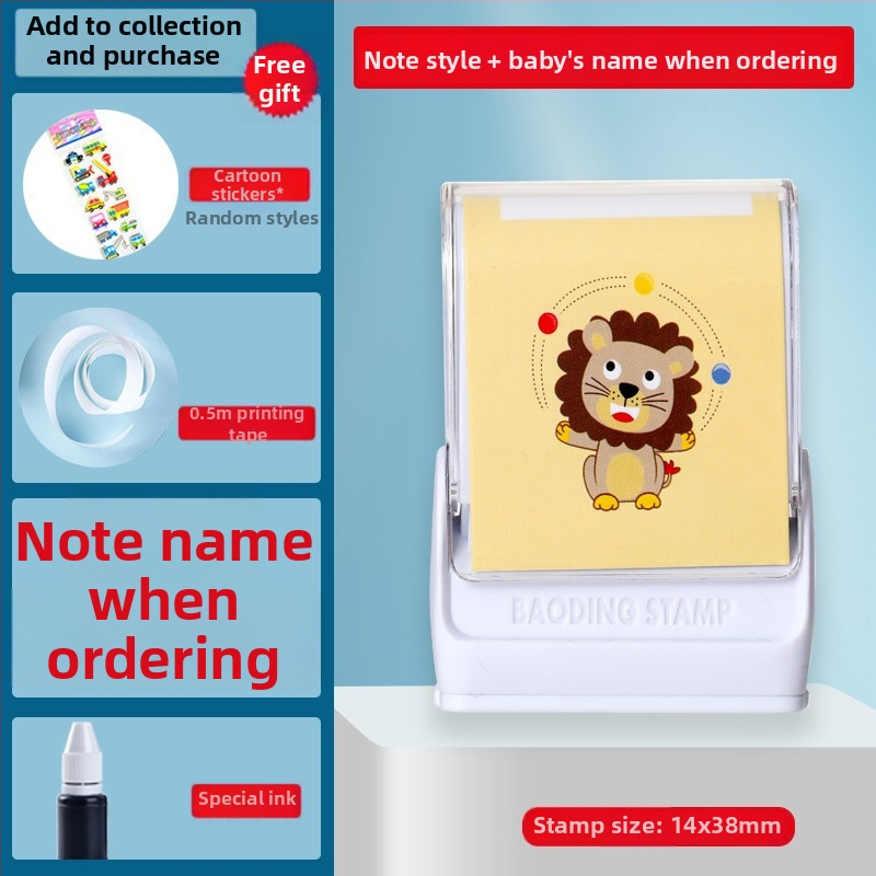 Little Busy Man DYZ nimestempel riietele, ristkülikukujuline plastikust stempel, pestav, riiete ja paberi trükimiseks