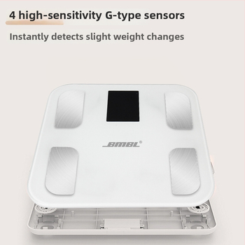 Везна за телесен състав с Bluetooth и автоматично сензорно управление; измерване на телесни мазнини и влажност; G-тип високопрецизен сензор; диапазон 5–180 кг; USB зареждане.