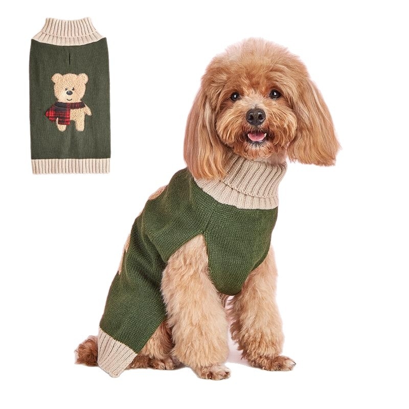 Пуловер за котки и кучета - дизайн на мечка, вълнен, свободен стил, унисекс