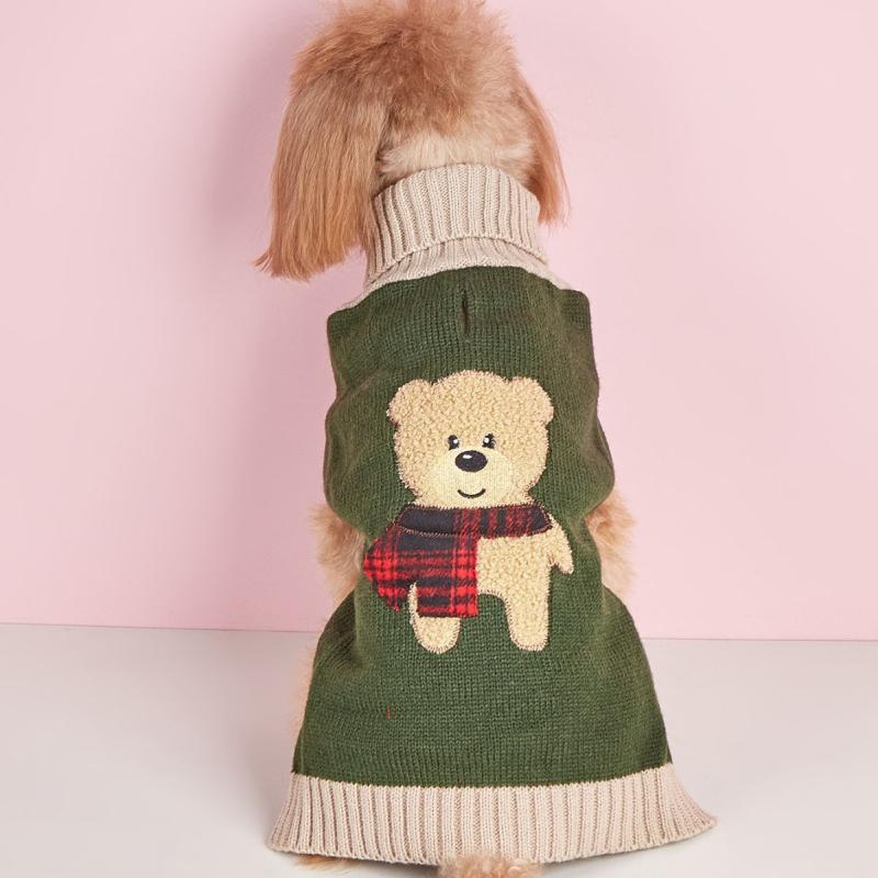Пуловер за котки и кучета - дизайн на мечка, вълнен, свободен стил, унисекс