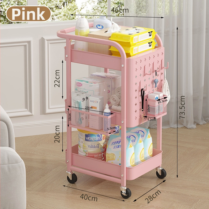 Подов стелаж за кухня и дом - многоетажна етажерка за съхранение с перфорирана плоча и окачваща кошница; материал: карбонова стомана; версия: перфорирана плоча; стил: модерен минимализъм; персонализирано според чертежи.