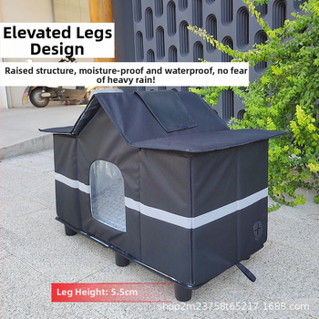 Väljas kasside varjupaik su suletud disainiga, veekindel ja talveks soe, nelja aastaaja varjupaik; materjalid: Oxford kangas ja PE õõnesplaat