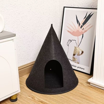 Котешко гнездо от филц - полузатворено, конусовидно, за вътрешна употреба, поддържа топлината