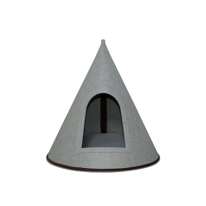 Котешко гнездо от филц - полузатворено, конусовидно, за вътрешна употреба, поддържа топлината