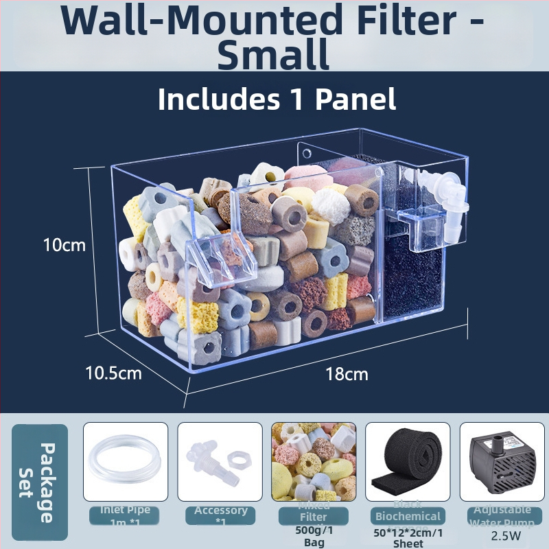 Seinaga akvaariumifilter, kolm ühes filtratsioonisüsteem, hapnikustamine ja kasulike bakterite tugi, vaikne töö, kaal 1 kg