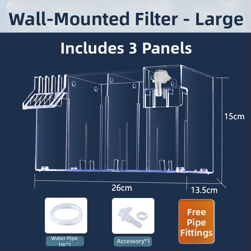 Seinaga akvaariumifilter, kolm ühes filtratsioonisüsteem, hapnikustamine ja kasulike bakterite tugi, vaikne töö, kaal 1 kg