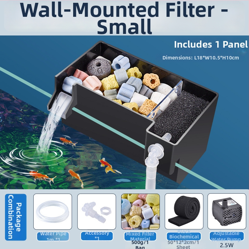 Seinaga akvaariumifilter, kolm ühes filtratsioonisüsteem, hapnikustamine ja kasulike bakterite tugi, vaikne töö, kaal 1 kg