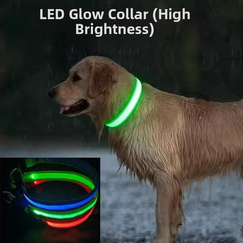 USB-laadimisega LED-valgustusega kaelarihm kassidele ja koertele, kõrge heledusega ja suure mahutavusega akuga