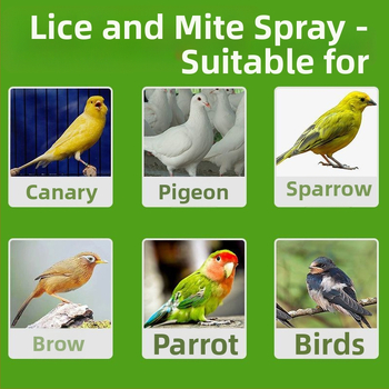 Linnu välise putukate pihusti – papagoidele ja võistluslindudele; tõrjub spalvu utisid, ērmeid ja parasiite.