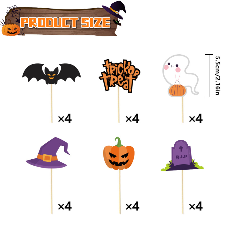 Хелоуин реквизит за торта с флаг – стил карикатура, хартиен материал, реквизит за оформяне на залата