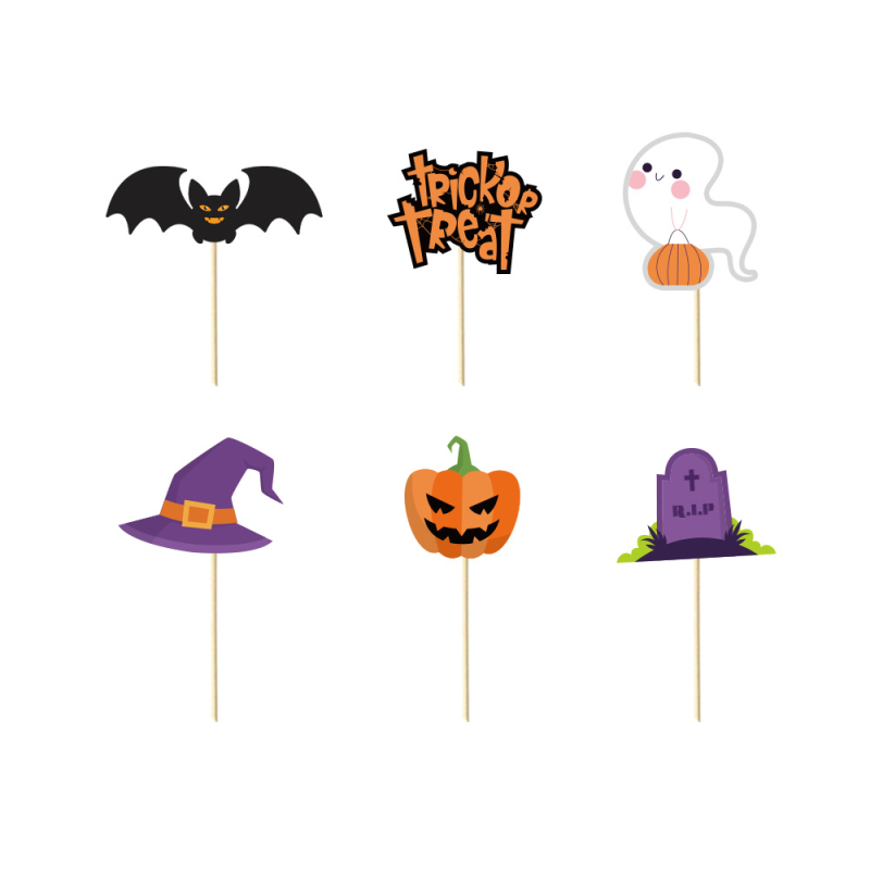 Хелоуин реквизит за торта с флаг – стил карикатура, хартиен материал, реквизит за оформяне на залата