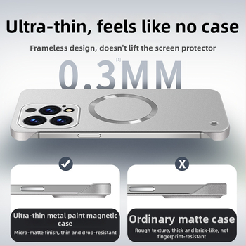 iPhone lietu korpuss — bezrāmju dizains, magnētisks, PC materiāls, izsmidzinātas apdares; saderīgs ar iPhone 12 Pro/12 Pro Max/13 Pro/13 Pro Max/14 Pro/14 Pro Max/ iPhone 13