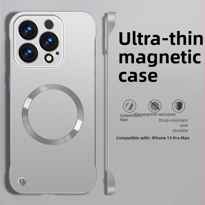 iPhone lietu korpuss — bezrāmju dizains, magnētisks, PC materiāls, izsmidzinātas apdares; saderīgs ar iPhone 12 Pro/12 Pro Max/13 Pro/13 Pro Max/14 Pro/14 Pro Max/ iPhone 13