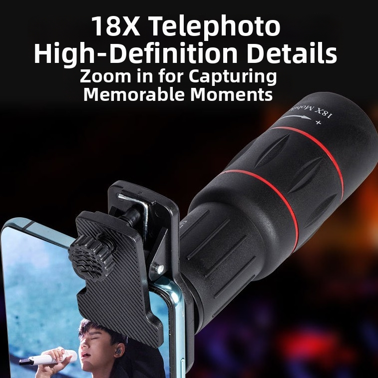 Ühe silma teleskoop nutitelefonidele, mudel 18X25, ühildu enamik telefonidega, HD-optika