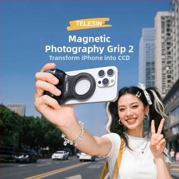 MagSafe fotografavimo laikiklis išmaniesiems – magnetinis pritvirtinimas, belaidis Bluetooth valdymas, vaizdo stabilizavimas, ABS korpusas, suderinama su Apple ir Android