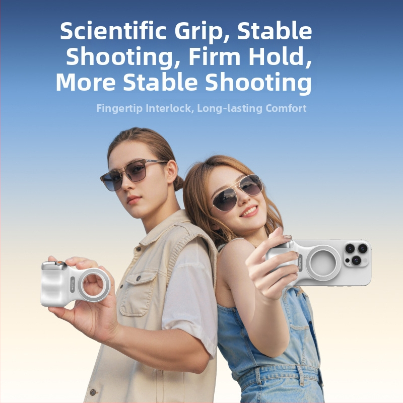 MagSafe držadlo na fotenie pre smartfóny – magnetické pripnutie, bezdrôtové Bluetooth ovládanie, stabilizácia obrazu, ABS telo, kompatibilné s Apple a Android