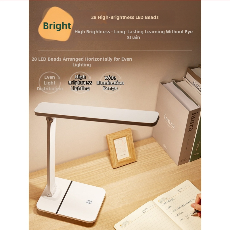 LED Maza galda lampa mācībām – acu aizsardzība, USB barošana, uzlādējama, balss vadība, abažūrs PC+ABS (CRI ≥95)