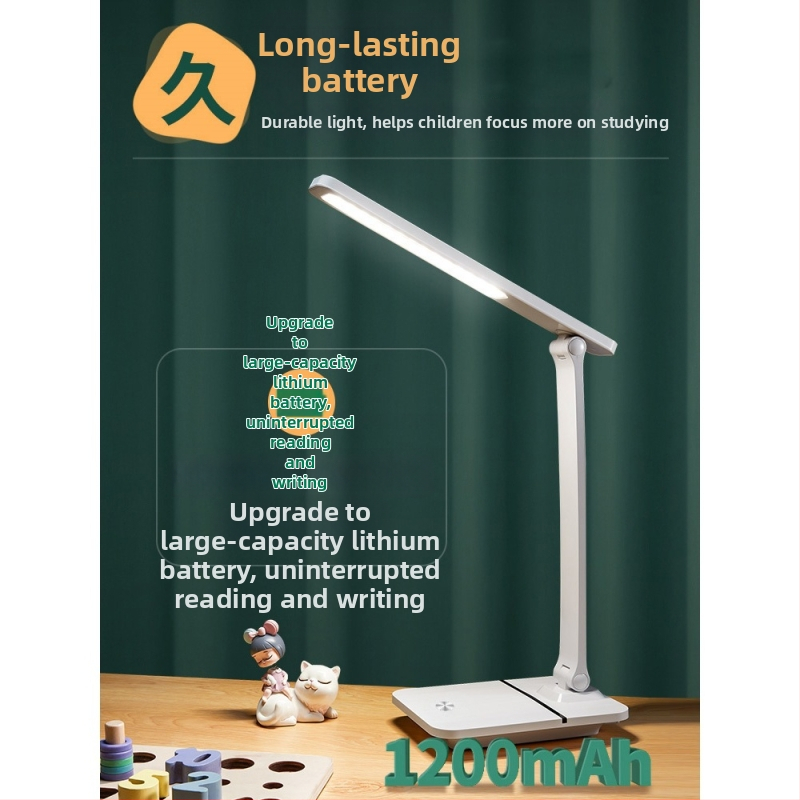 LED Maza galda lampa mācībām – acu aizsardzība, USB barošana, uzlādējama, balss vadība, abažūrs PC+ABS (CRI ≥95)