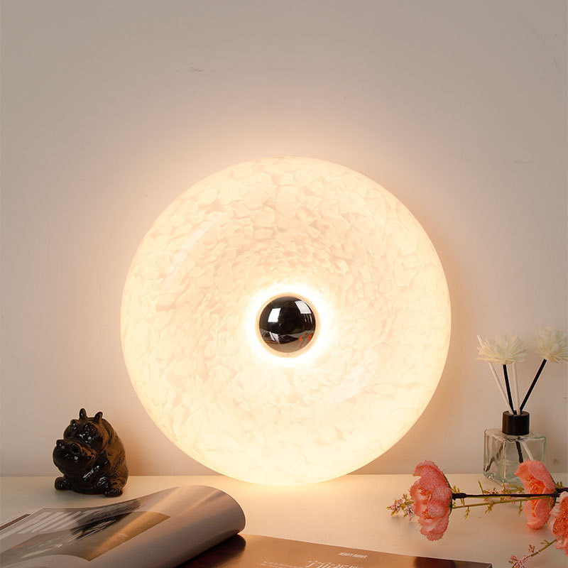 Стенна лампа с форма на пончик, стъклена основа, докосване за димиране, вдъхновена от Баухаус, за спалня — Sosuke BD-001