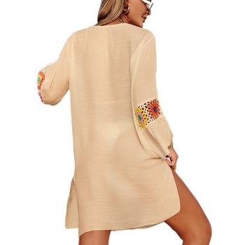 Плажно покривало за жени с флорален блоков принт, полиестерна тъкан, подплата 100% полиестер, код Cybk2822n