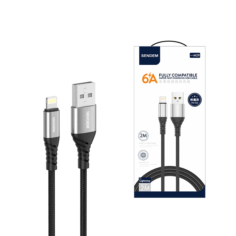 3-in-1 Pletots Datu Kabelis Ātrai Uzlādei (Lightning, Micro USB, Type-C), Maksimālais Straums 5A