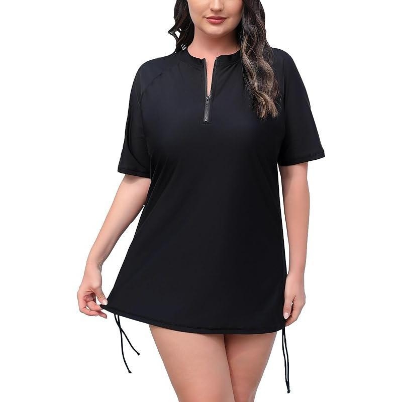 Naistele ujumistrikoo poole zip-iga, lühikeste varrukatega, veekindel, polüesterkangas, polüpropüleeni sisaldus, kolmekoseline komplekt