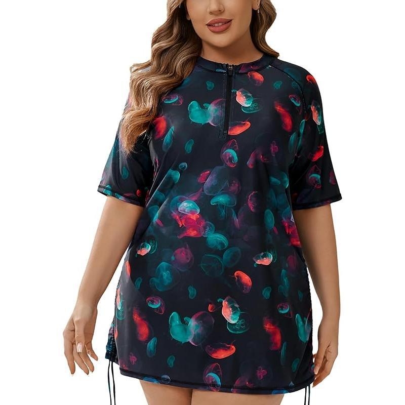 Naistele ujumistrikoo poole zip-iga, lühikeste varrukatega, veekindel, polüesterkangas, polüpropüleeni sisaldus, kolmekoseline komplekt