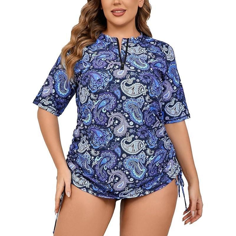 Naistele ujumistrikoo poole zip-iga, lühikeste varrukatega, veekindel, polüesterkangas, polüpropüleeni sisaldus, kolmekoseline komplekt