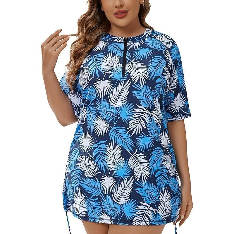 Naistele ujumistrikoo poole zip-iga, lühikeste varrukatega, veekindel, polüesterkangas, polüpropüleeni sisaldus, kolmekoseline komplekt